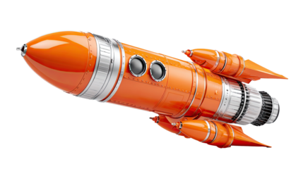 Retro Rocket Soaring to the Skies: A vibrant, vintage rocket ship ascends gracefully, its metallic accents gleaming, as it journeys toward an endless expanse of possibilities.