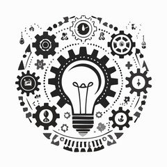 Creative Idea Innovation Business Teamwork Gears Lightbulb Icons creativity