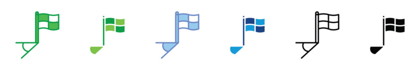 Corner Flag Icon Set – Golf and Soccer Goal Marker Symbols in Color Variations © Faiq