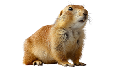 Prairie Dog Alert: A curious prairie dog stands poised, its beady eyes alert, observing its surroundings with a mix of curiosity and caution.