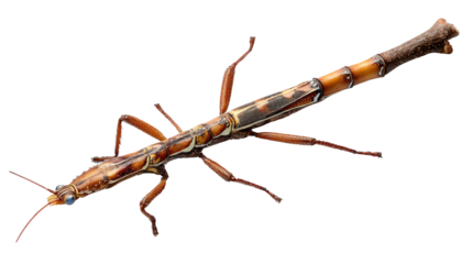 Stick Insect Close-up: a master of camouflage, is perfectly camouflaged on display, blending seamlessly with the natural world, its intricate details revealed in stunning clarity.