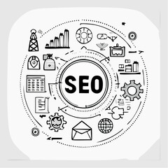 Fototapeta premium SEO analysis and digital marketing strategy concept with charts and icons search engine optimization