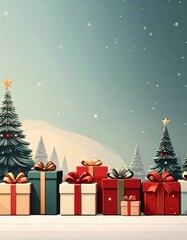 row of christmas gifts 