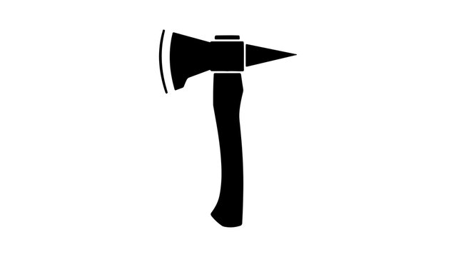 Minimalist Black Silhouette Firefighter Axe Icon