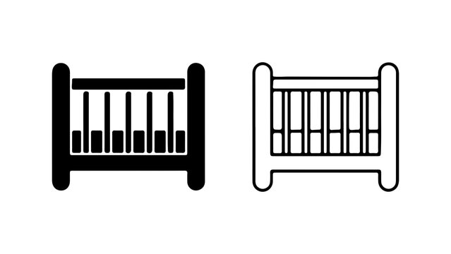 Minimalist Baby Crib Icon Set Vector Illustration