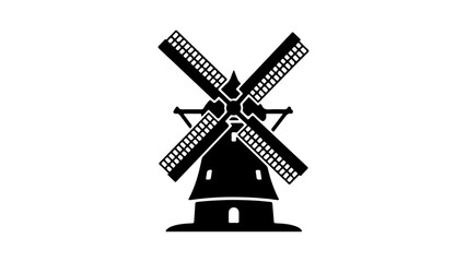 Fototapeta premium Minimalist Black Windmill Icon Silhouette Graphic
