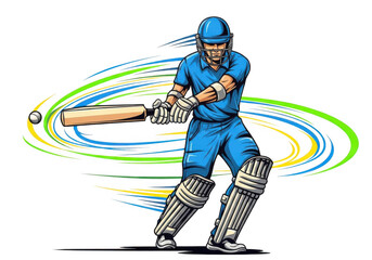 Obraz premium Dynamic cricket player swinging bat captures intense action and energy in sport isolated on transparent background