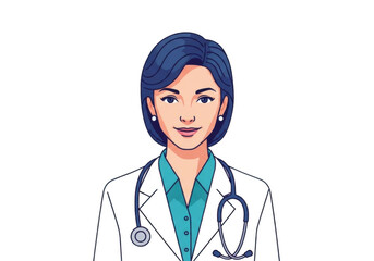 Fototapeta premium Professional female doctor portrait wearing stethoscope and blazer confident medical professional isolated on transparent background