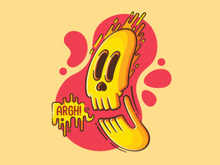 Flaming Skull with 'ARGH' Expression