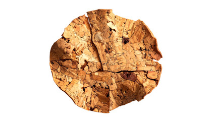 Close-up of a weathered cork from above. Its texture shows many details