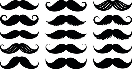 Vector art of collection of various mustache shapes