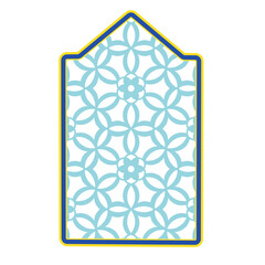 Fototapeta premium Islamic Arch Frame with Blue Geometric Pattern