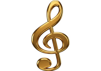 Fototapeta premium Golden treble clef symbol shiny music note emblem elegant classical sound isolated on transparent background