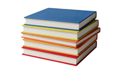 Stack of Colorful Books on Transparent Background for Education or Reading Concept