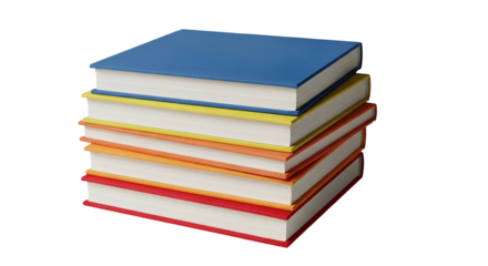 Stack of Colorful Books on Transparent Background for Education or Reading Concept