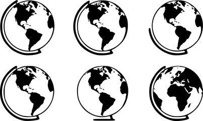 Obraz premium World map and globe icon set vector illustration.