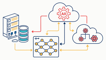 Social media network infographic vector illustration of ai