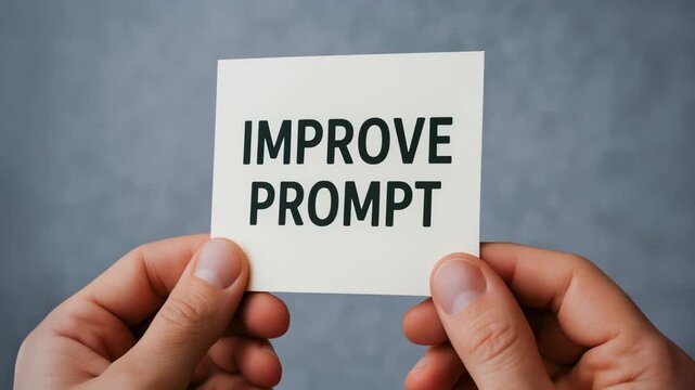 Improve prompt ai programmer card held by hands creating focused guidance for creative coding and generative content improve prompt ai programmer