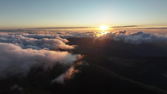 Aerial view of Par&acirc;ng Mountains &ndash; Transylvania landscape from above - Romania