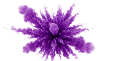 Violet Colored Ink Explosion on Transparent Background