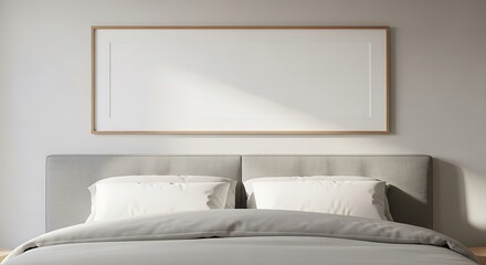 Modern Minimalist Bedroom with Wood Frame and Sunlight Shadows