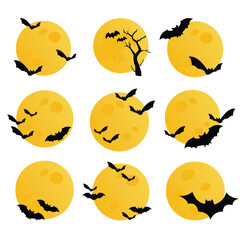 Fototapeta premium Halloween Moon and Bats Collection