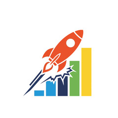 Rocket Launching Over Growth Chart - Business Success Icon