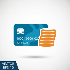 Finance Payment Method Vector Graphic, Credit Card and Coins in Modern Style