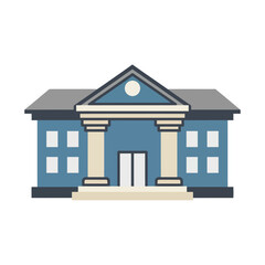 Stylized flat vector illustration of a classic architectural building, ideal business icon for finance, government, education, or historical use