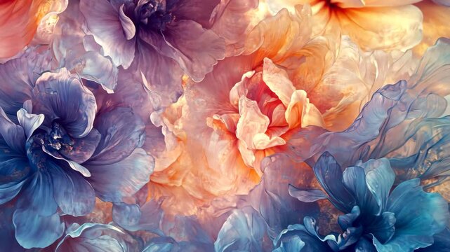 Vibrant evolution of flowing floral abstraction in dynamic motion