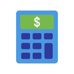 Vector business icon of a financial calculator with a dollar sign for budgeting and accounting concepts