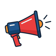 Colorful flat design megaphone graphic for effective communication, public address, and spreading awareness, suitable for modern digital marketing and business promotions