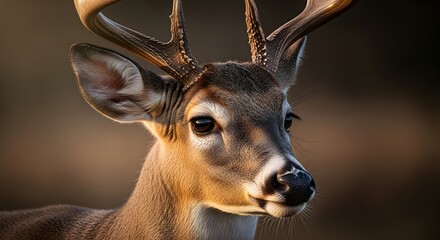 Alert White-Tailed Deer with Antlers in Natural Setting