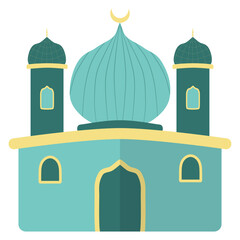 islamic green mosque illustration
