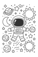 Fototapeta premium Space astronaut doodle coloring
