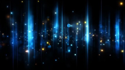 Dynamic shimmering blue light streaks and sparkling golden particles on a dark abstract background, conveying digital energy. - Powered by Adobe