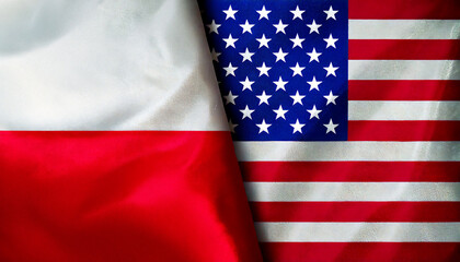 Obraz premium アメリカの国旗とポーランドの国旗(USA Flag & Poland flag.) 