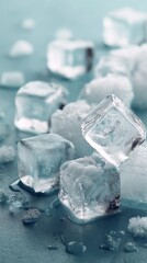 Obraz premium ice cubes on blue background