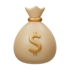 Symbolic money bag with golden dollar sign, conveying wealth, prosperity, and financial success, ideal for business, finance, and investment concepts