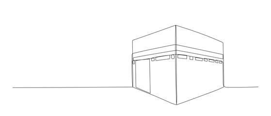 Hajj one continuous line illustration. Hand drawn vector sketch isolated on white background. Makkah design