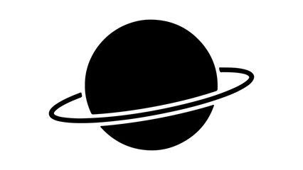 Minimalist Black Planet Saturn Icon Silhouette © Adobe