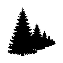 Obraz premium Black Pine Forest Silhouette Design Element