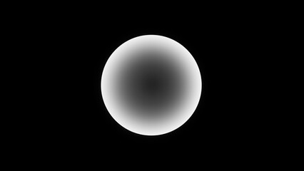 Light grows inside white sphere isolated on black background. Motion