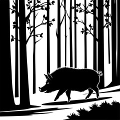 Wild Boar Silhouette Collection