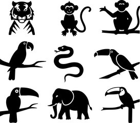 Jungle Animal Silhouette Set