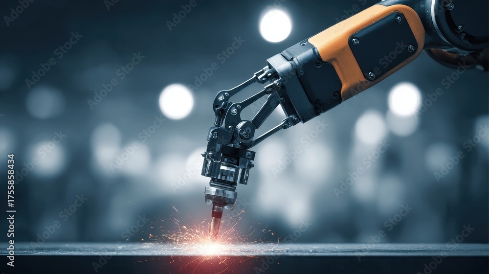 Wall mural smart robotic arm painting with light showing efficiency creation intelligence generation solution a