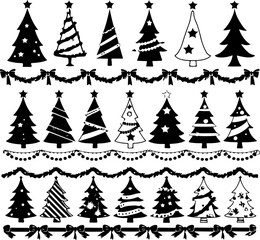 Stylish Black Christmas Tree Silhouettes Collection" Bundle