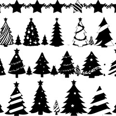 Obraz premium Stylish Black Christmas Tree Silhouettes Collection