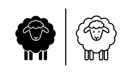 Minimalist Sheep Icons In Solid And Outline Style © Adobe