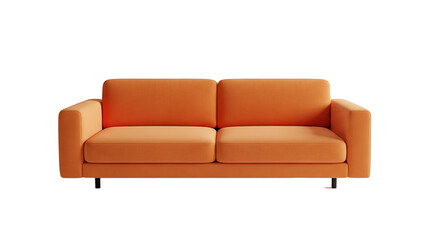 Fototapeta premium Modern orange textile sofa on isolated transparent background. Furniture for modern interior, minimalist design.